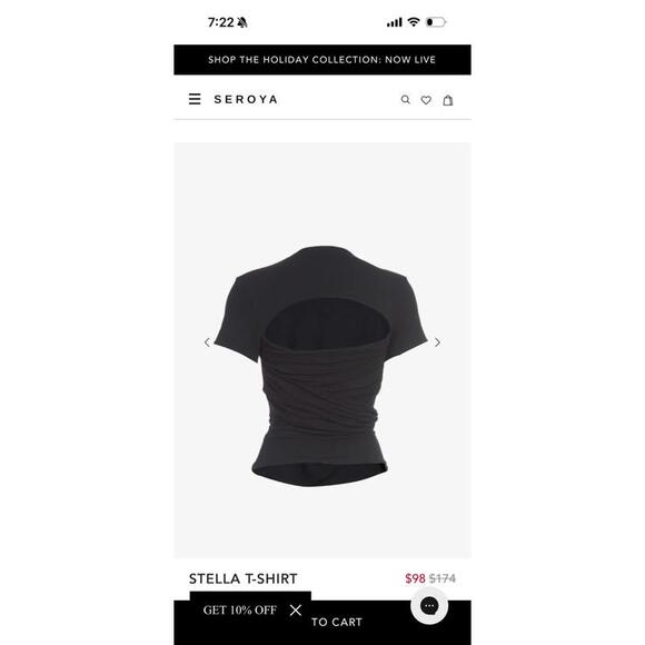 SEROYA Black Stella Wrap Top sz S - Picture 2 of 5